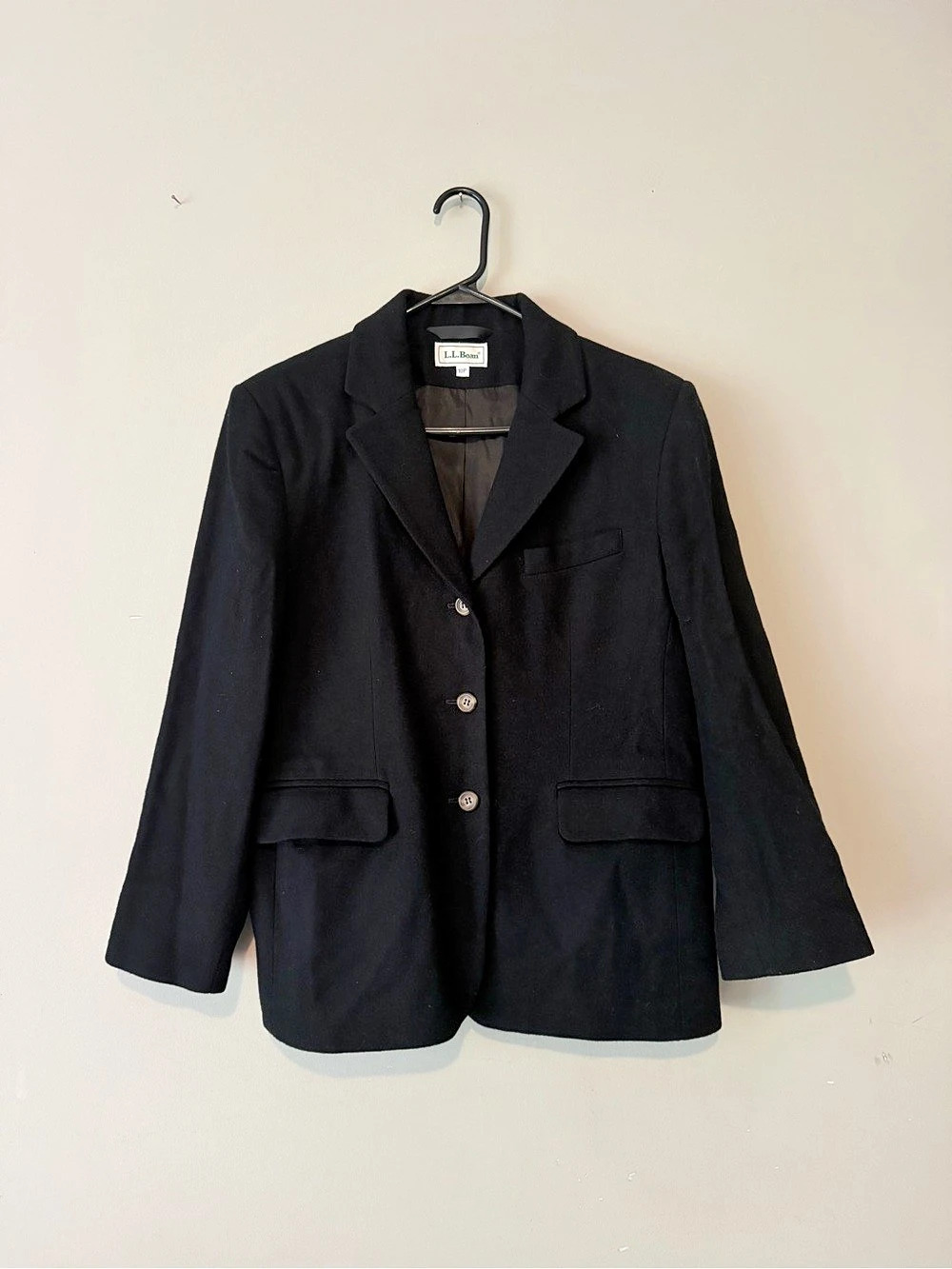 L.L.Bean Wool Cashmere Blazer Black Size 10P